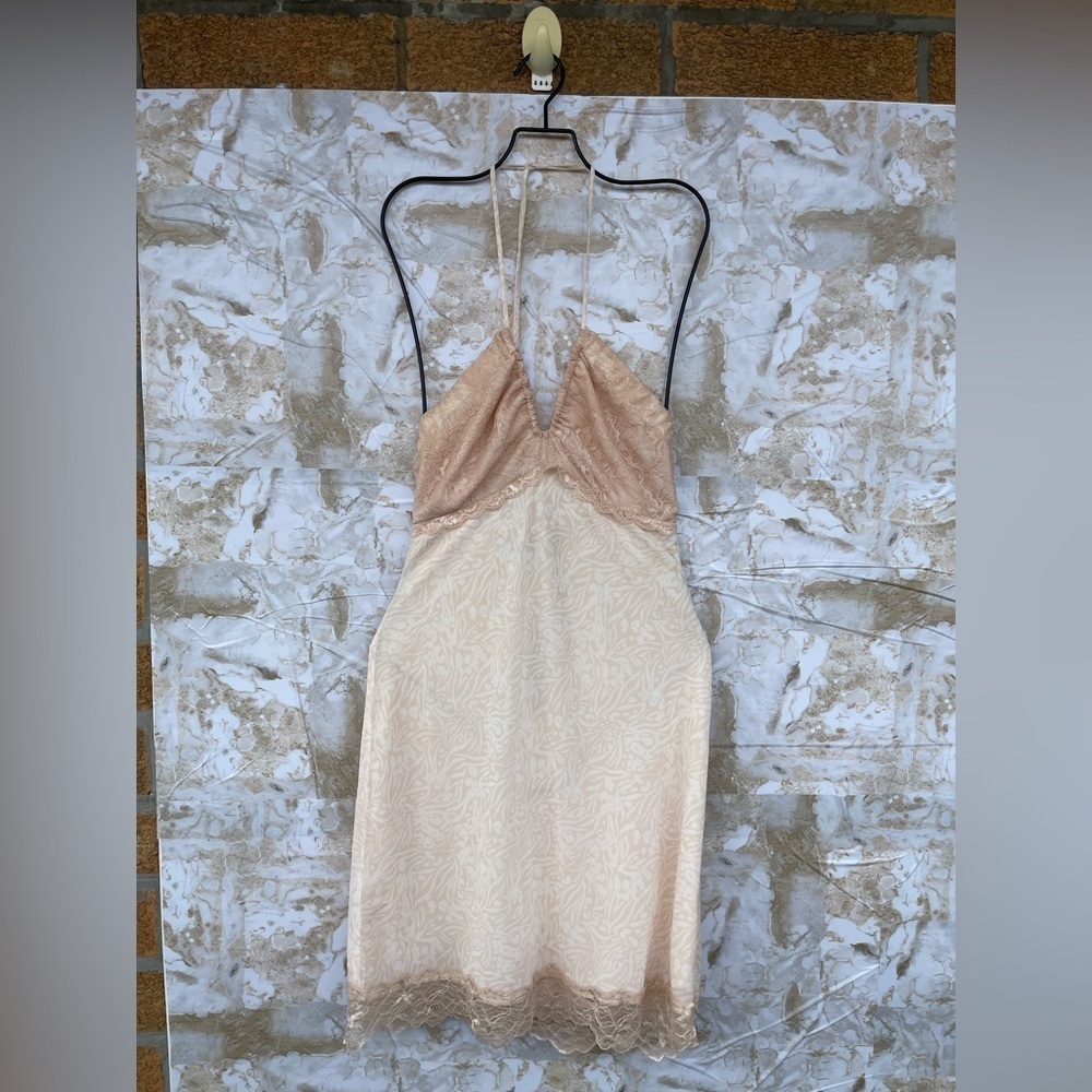 CENTRAL PARK WEST BABYDOLL HALTER NUDE LACE DRESS SIZE SMALL